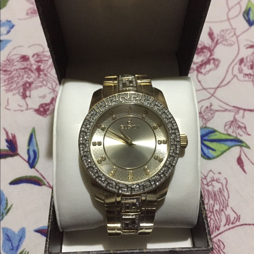 Brand New Elgin Stainless Steel Gold Tone Watch